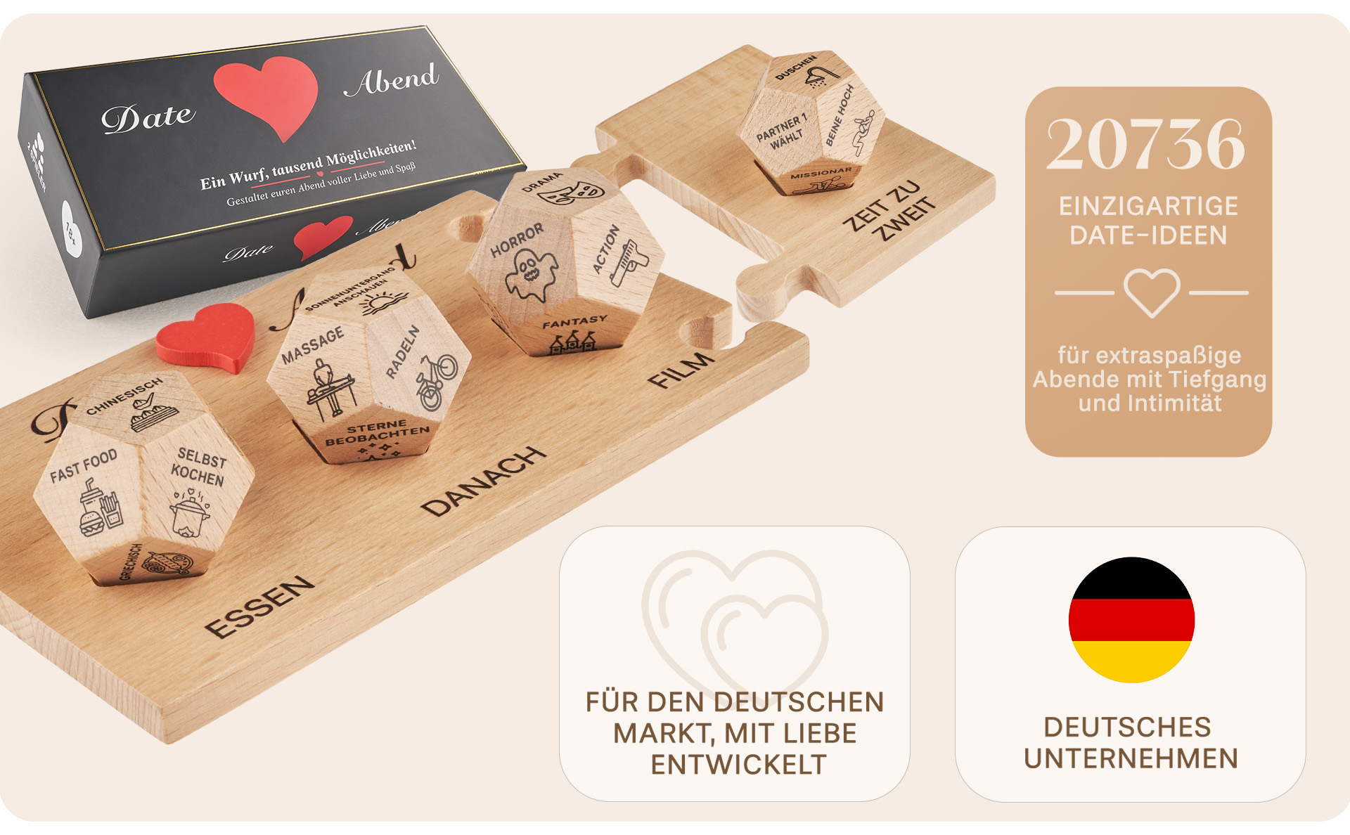 Holzbrett mit Würfeln, Hinweis 20.736 Ideen